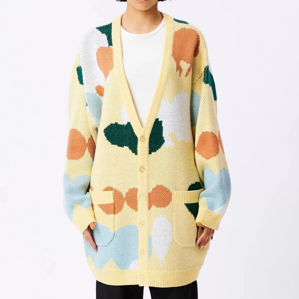 Obey Cardigan Sweater "Splatter" Butter